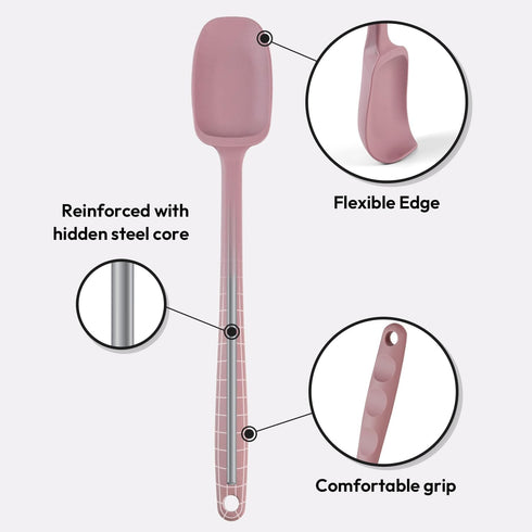 Carrotez Silicone Spoon Spatula, 9.4 inch Heat Resistant Cooking Spoon, Spoonula, Non Stick Spatula for Stir Fry, Cooking, Baking - Dusty Pink...