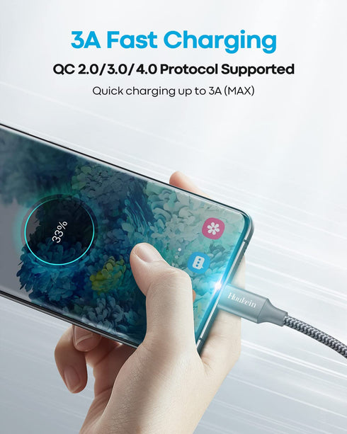 Short USB C Cable 1ft, 2-Pack USB A to USB C Charger Cable Fast Charging Cord Braided for iPhone 15 Pro Max Plus, for Samsung Galaxy S22 S21 S20 S...