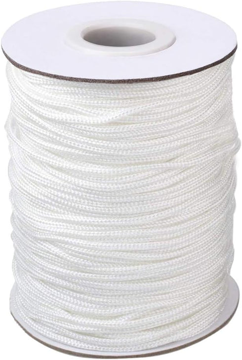 Vtete 1.8 mm × 100 Yards/Roll Braided Lift Shade Cord - White Polyester Shade Blinds Pull String Rope for Aluminum Blinds Windows, Roman Shade Rep...