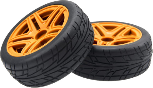 OD2.75'' 12mm Hex Hub Wheel Rims Nylon & Rubber Tires Compatible with HSP Tamiya HPI Kyosho Traxxas WLtoys 1/10 1/12 On-Road Touring Car,Wltoys 14...