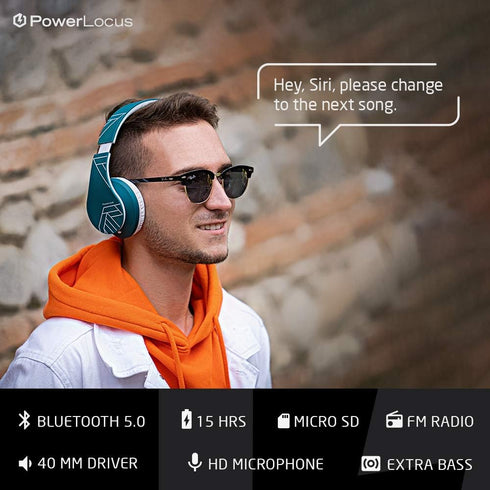 PowerLocus Bluetooth Over-Ear Headphones, Wireless Stereo Foldable Headphones Wireless and Wired Headsets with Built-in Mic, Micro SD/TF, FM for i...