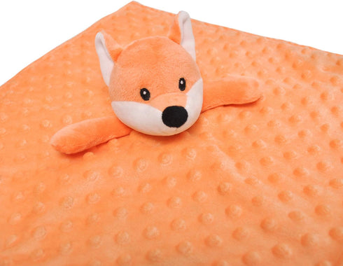 BORITAR Fox Baby Security Blanket Soft Minky Dot Fabric Lovey Blanket with Cute Woodland Pattern Backing Stuffed Plush Cuddle for Newborn Infant G...