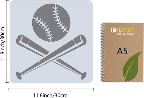 GORGECRAFT Large Baseball Bat Stencils 12x12 Inch Reusable Sport Stencil Template Signs Decoration for Painting on Wood Wall Scrapbook Card Floor ...