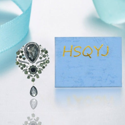 Retro Elegant Crystal Water Drop Brooches Pins Fashion Beautiful Created Rhinestone Flower Brooch Pin for Women Girl Party Dance Wedding Banquet G...