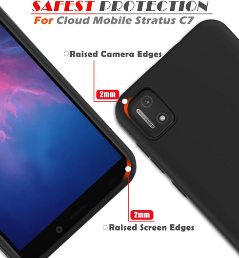 for Cloud Mobile Stratus C7 Case with Tempered Glass Screen Protector Silicone Bumpers Anti-Scratch Shock Absorbing Protection Phone Case Cover fo...