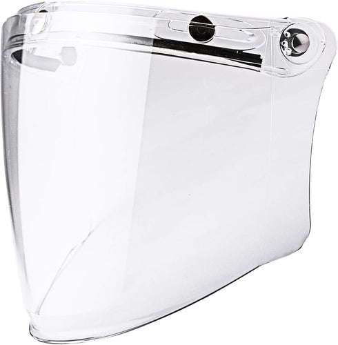 Universal 3-Snap Flip Up Visor Shield Lens for Retro Open Face Motorcycle Helmet (Clear)...