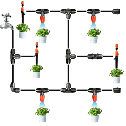 1/4 inch pipe upgrade mini accessory kit, 48 drip line connectors for drip system -10 straight heads, 8 tees, 8 elbows, 6 three-dimensional sector...