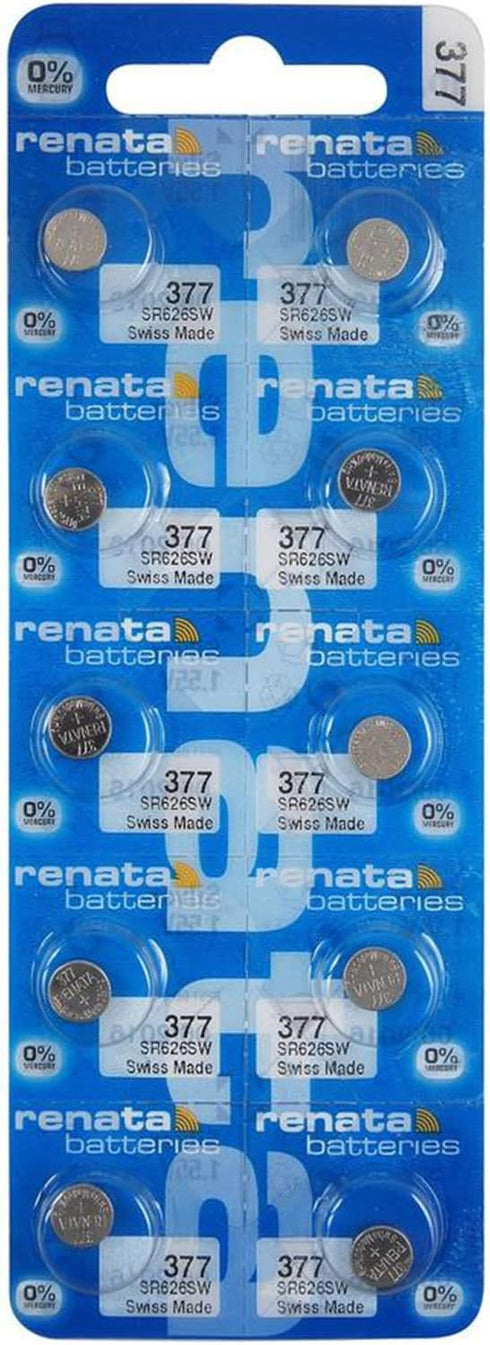 Renata 377 SR626SW Batteries - 1.55V Silver Oxide 377 Watch Battery (10 Count)...