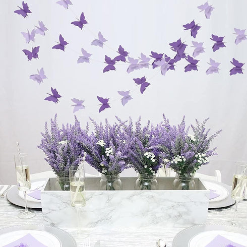 BEISHIDA 5Pcs Purple Lavender Butterfly Paper Garland Hanging Decorative Banner for Halloween Home Ceiling Decor Birthday Party Baby Shower Weddin...