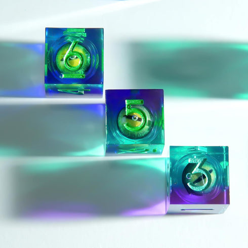 YEMEKO 3Pcs D6 Dargon Eye Liquid Core DND Dice Set with Resin Sharp Edge, 6 Sided Dice 16mm Handmade Polyhedral D&D Dice for Dungeons and Dragons,...