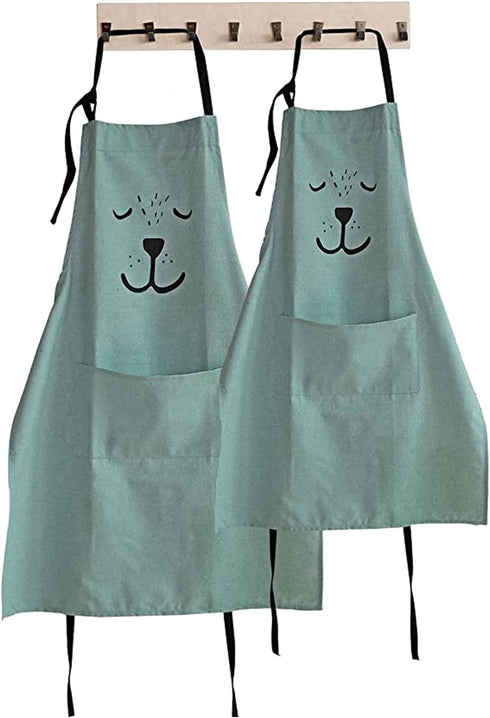 YOLOPARK Lovely Parent and Child Apron, Comfortable Simple Apron with Pocket for Painting Cooking Artist Chef, Pack of 2...