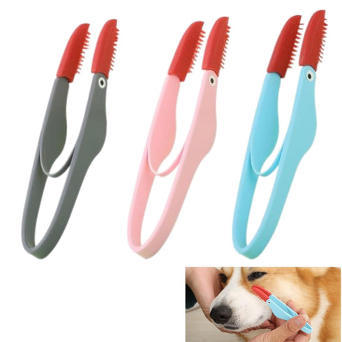 3PCS Pet Tear Marks Brush, Pet Tear Marks Brush Cat Dog Eye Excrement Brush, Soft Washable Pet Combing Brush with Handle, Tear Comb Tear Stain Rem...