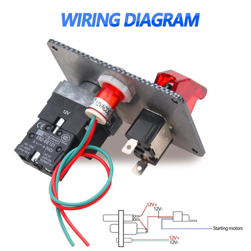 12V Ignition Switch Panel, Race Car Ignition Switches with Push Button Engine Starter Switch Panel, Racing Switch Panel Carbon Fiber LED Ignition ...