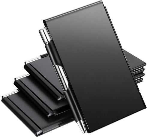 Chinco 4 Pieces Metal Pocket Notebook Portable Aluminum Notepad Refillable Metal Notebook with Mini Pen and Paper for To Do Lists and Note Jotting...