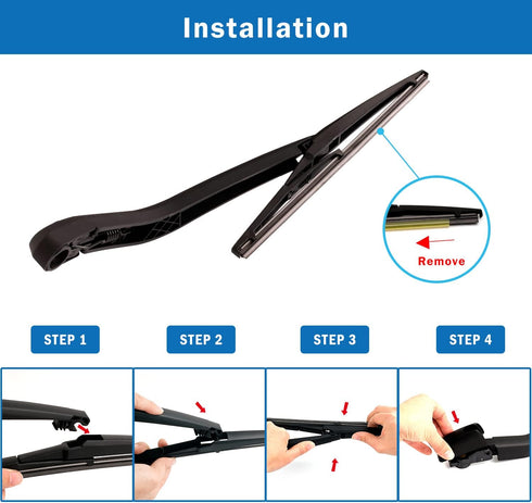 WTI Rear Wiper Arm Blade Set Compatible With Chevrolet HHR 2006-2011 Rear Windshield Window Wiper Kits Assembly New Replacement Accessories Parts...