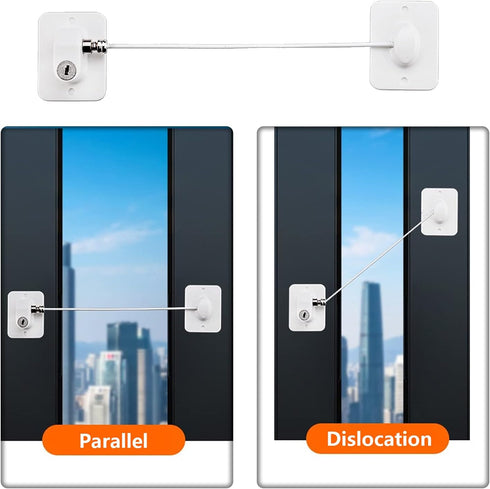 Window Door Lock,Upgrade 2025 Adhesive Cable Restrictor with Keys Baby Child Safety Locks Anti-Theft Security Lock Protection Lock Buckle Cable Ca...