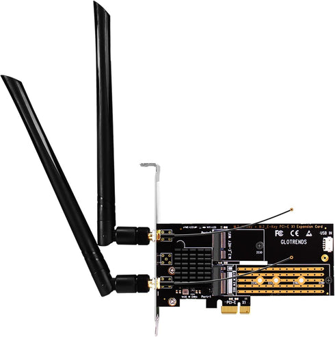 GLOTRENDS 2 in 1 M.2 Wireless Adapter and M.2 NVMe SSD Adapter, PCIE X1 Interface (PA09-X1-WL)...