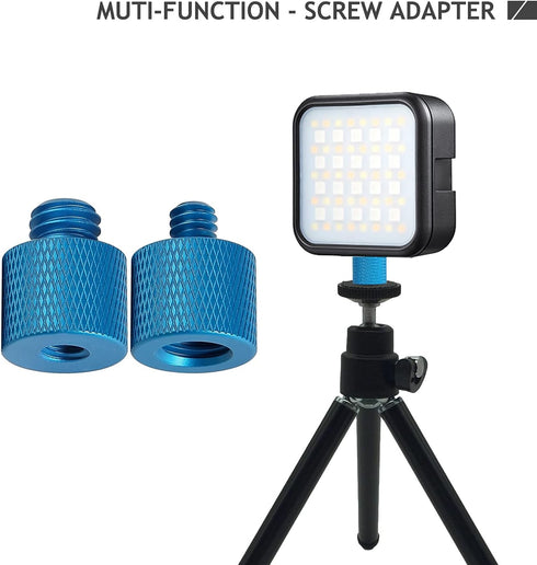 Camera Screw Adapter Thread 1/4" Male to 3/8" Female and 3/8" Male to 1/4" Female Adapter Set for Camera Monitor, Tripod, Mount (Blue)...