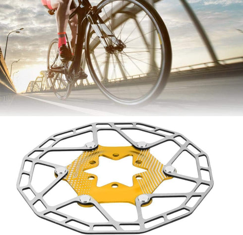 Bike 160mm 6 Bolt Disc Rotor Brake, Bike Ultralight Floating Rotor Brake Disc Pad For Mountain Road Bicycle(Gold) Riding racks and storage...