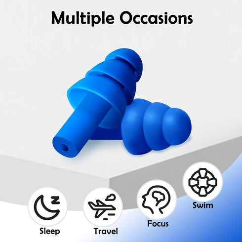 Ear Plugs for Sleeping Noise Cancelling, Reusable Silicone Sound Blocking Earplugs, Waterproof Noise Reduction Ear Plugs for Shooting, Swimming, C...