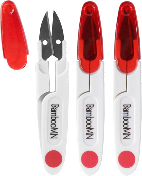 JubileeYarn Professional Thread Snips - Multi-Purpose Travel Scissor - Red - 3 Pairs...