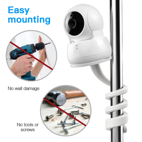 Flexible Twist Mount Compatible with VTech VM923/924 Baby Monitor without Tools or Wall Damage - White (Flexible Mount)...