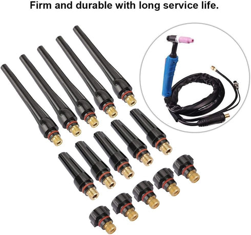 Fafeicy 57Y02(Long) 57Y03(Medium) 57Y04(Short) Back Caps, for TIg Welding Torch WP-17/18/26 Tig Welding Back Caps High Temperature Resistance(15pc...