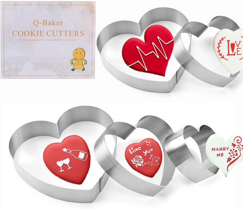 5 Pieces Heart Cookie Cutter 3.95", 3.35", 2.75", 2.36",1.37" Valentine’s Day Cookie Cutters for Baking and Decorating Anniversary, Bridal, Engage...