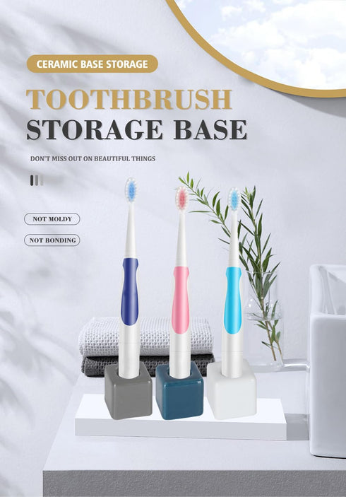 Mini Ceramics Toothbrush Holder Stand for Bathroom Vanity Countertops, Mini Ceramics Toothbrush Holder Stand (Gray)...