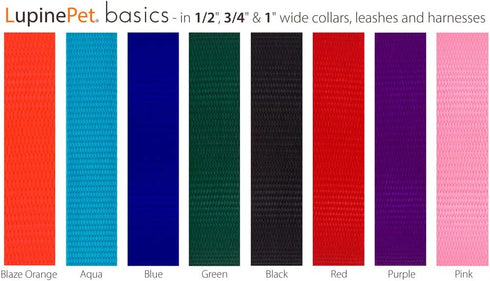 Dog Leash by Lupine in 1" wide Blue 4-foot long with Padded Handle...