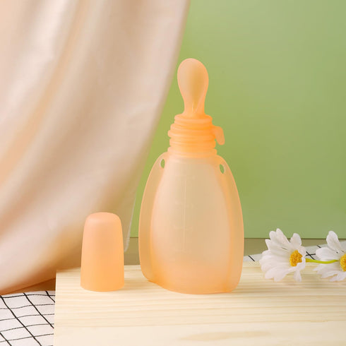 Reusable Silicone Baby Food Pouches, BPA-Free Silicone Refillable Baby Food Storage Bag with Spoon and Leak-Proof Attachment Topper, 4oz (White)...