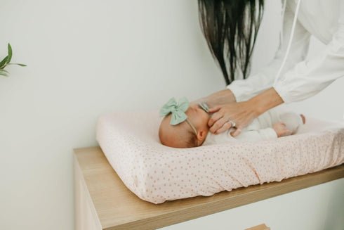 Premium Knit Changing Pad Cover by Copper Pearl: Soft, Stylish, and Universal Fit for All Standard Diaper Changing Pads, Trendy Design Changing Pa...