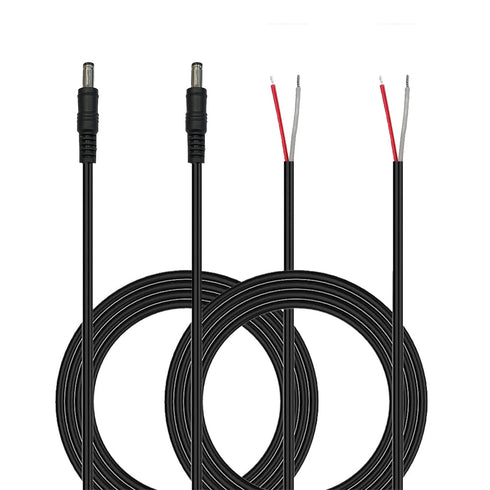 5.5MM x 2.1MM DC 4FT Male Plug to Bare Wire Open End Power Wire Supply Repair Cable, Barrel Connector for CCTV Camera,DVR,LED Strip Light Etc-2 Pa...