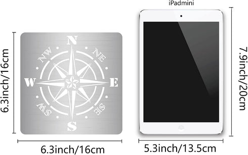 GORGECRAFT 6.3 Inch Metal Compass Rose Stencil Stainless Steel Painting Reusable Template Journal Tool for Painting, Wood Burning, Pyrography and ...