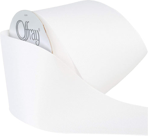 Berwick Offray 3" Grosgrain Ribbon, White, 10 Yards...