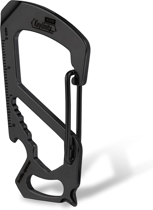 KeyUnity KS00BK Carabiner Clip Multitool Stainless Steel 7 Tools in 1 | Quick Release Clasp | Wrench | Cross Screwdriver | Slotted Screwdriver | B...