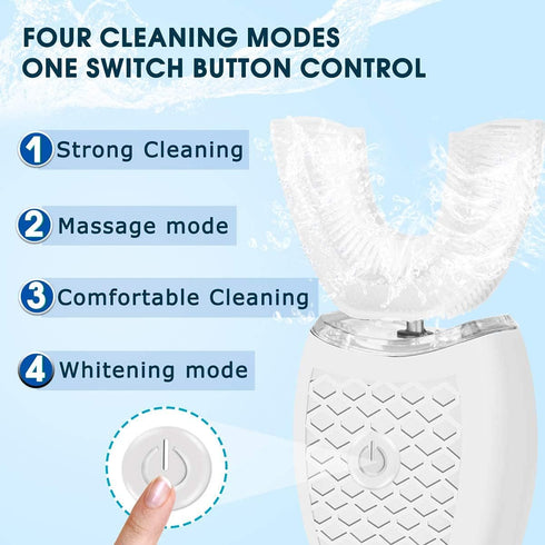 Ultrasonic Electric Toothbrush Adults, Automatic Toothbrush U Shaped Whole Mouth 360° Cleaning Teeth Whitening Hands Free Rechargeable IPX7 Waterp...