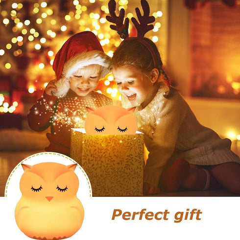 Owl Night Light Baby Bedside Lamp Child, Silicone Nursery Lamp for Breastfeeding Bedroom Mood Lights, Eye Caring, Adjustable Brightness & Color, T...