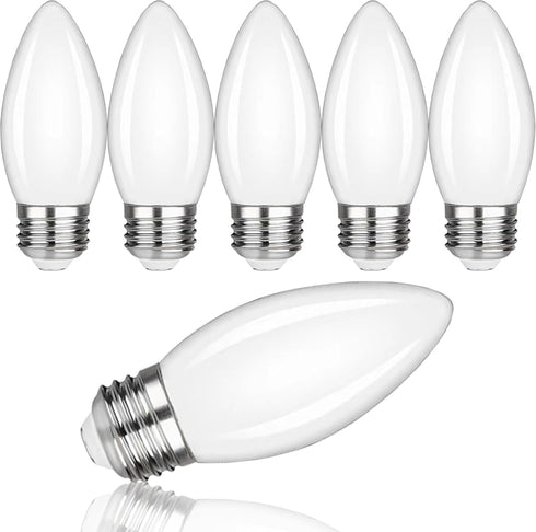 6Pack B11 E26 LED Candelabra Bulbs, 5W Equal 40 watt Edison Light Bulbs, Daylight White 5000K Dimmable Candle Bulb for Chandeliers, Ceiling Fan,Pe...