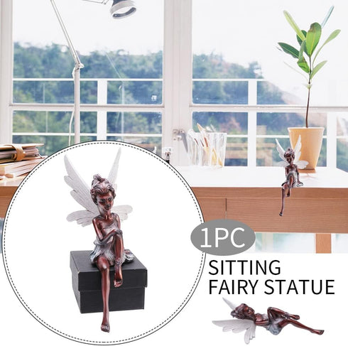 EKDJKK Sitting Fairy Statue Garden Ornament Resin Craft Landscaping Yard Decoration Park Present Lawn Decoration Home Patio Garden...