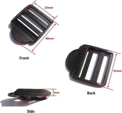 30 Pcs 1" (25mm) Plastic Tension Locks Triglide for Belt Backpack Camping Bag Belt Suitcase, Black...
