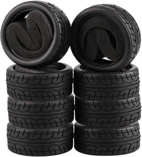 8pcs 1/10 on Road Soft Tires Tyres Fit for RC 1:10 Touring On Road Car Wheels Rim Black...
