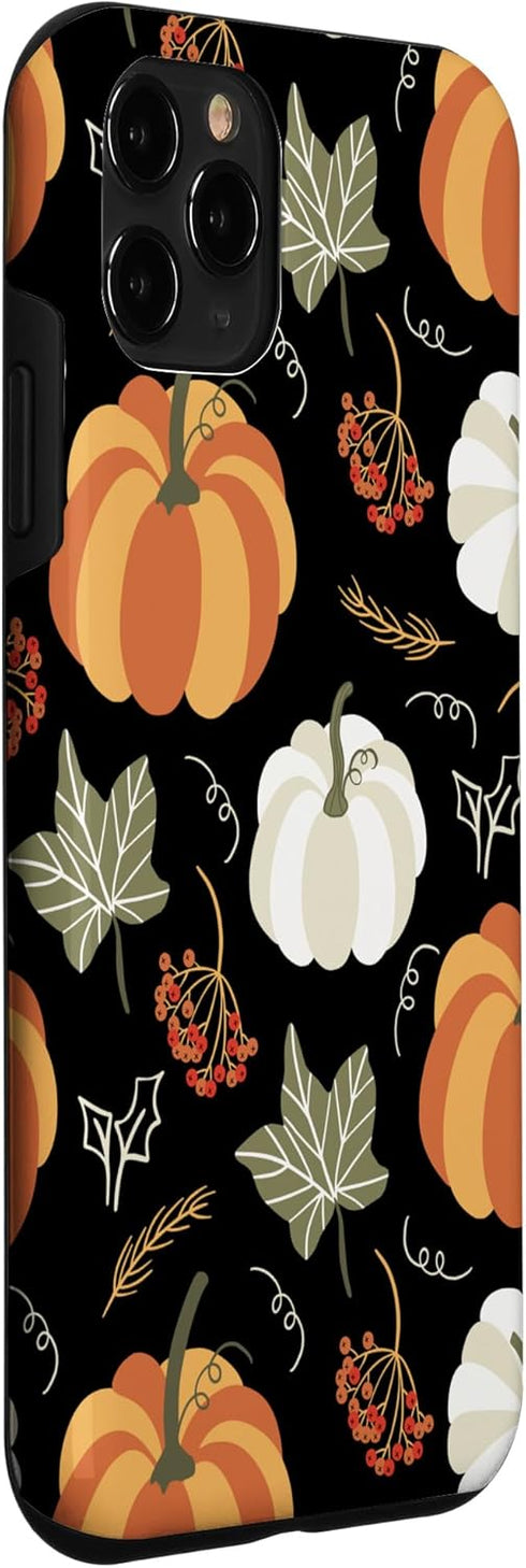 iPhone 11 Pro Autumn falling leaves and pumpkin spice harvest happy fall Case...
