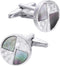Silver Natural Gray Mother of Pearl Cufflinks for Men Lady Water Ripples Pattern Round Men's Cufflinks Jewelry for Wedding Anniversary Business Pa...