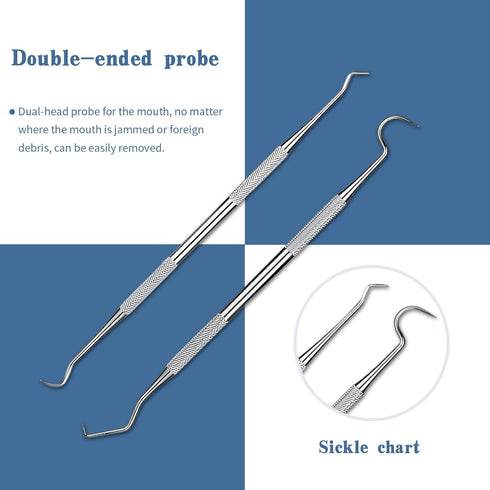 6 Pieces Dental Tools Set, Professional Stainless Steel Dental Hygiene Cleaning Kit with Case, Including Dental Mirror, Plaque Tartar Remover for ...
