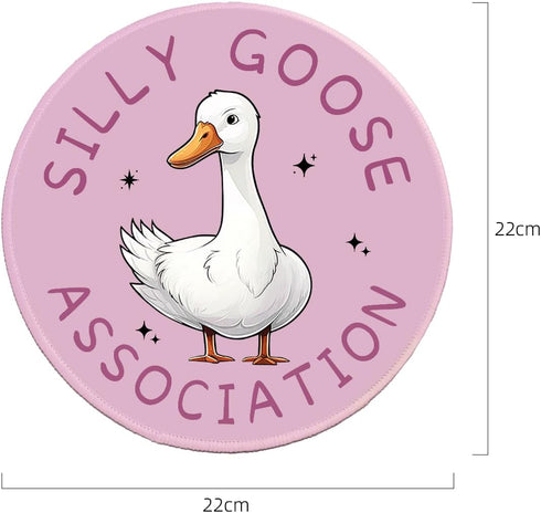 Pink Cute Mouse Pad Round, Small Mousepad Silly Goose Association, Funny Round Mouse Pad for Desk, Computer Mouse Pads for Wireless Mouse, Desk Ac...