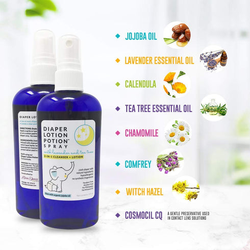 MoonDance Soaps Diaper Lotion Potion Cleansing Spray, 4 Oz Tea Tree & Lavender, Natural No-Rinse Cleanser and Moisturizer for Baby's Bottom...