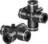 TAILONZ PNEUMATIC 4 Way 1/4 Inch OD Straight Push Fittings Plastic Quick Release Connectors Air Line Fittings PZA-1/4 (Pack of 5)...