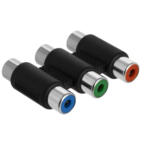 Cmple - 3 RCA Female to Female Coupler Three RCA Jack to Tripple Jack Adapter Red Green Blue Component Connector Converter Audio Video Cable Exten...