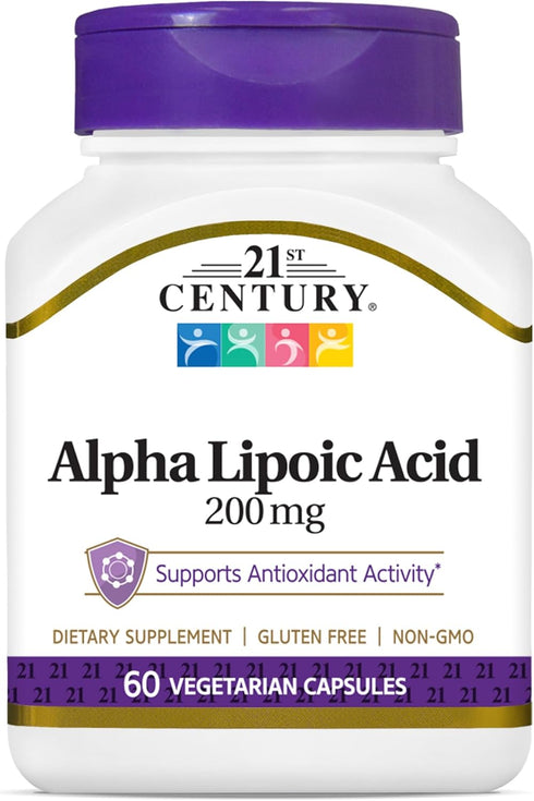 21st Century Healthcare Alpha Lipoic Acid 200 mg, 60 Count Vegetarian Capsules...